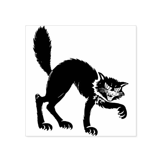 Tampons Encreurs Timbre de chat noir Halloween vintage (Impression)