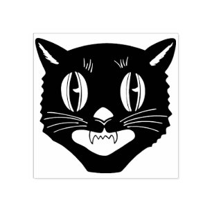 Tampons Encreurs Timbre de chat noir Halloween vintage