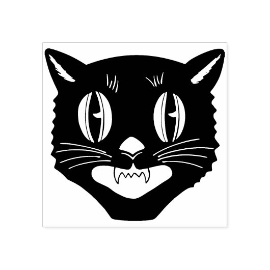 Tampons Encreurs Timbre de chat noir Halloween vintage (Impression)