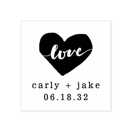 Tampons Encreurs Timbre de mariage personnalisé de coeur d'amour (Impression)