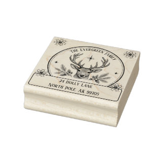 Tampons Encreurs Timbre de retour d'adresse de Noël Renne Vintage 