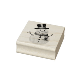 Tampons Encreurs Timbre en bois de bonhomme de neige vintage