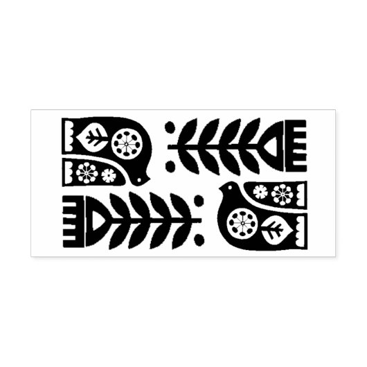 Tampons Encreurs Timbre en bois - Fleurs d'art populaire scandinave (Impression)