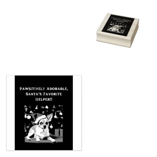 Tampons Encreurs Timbre en caoutchouc avec Chihuahua dans Santa hat (Tamponné)