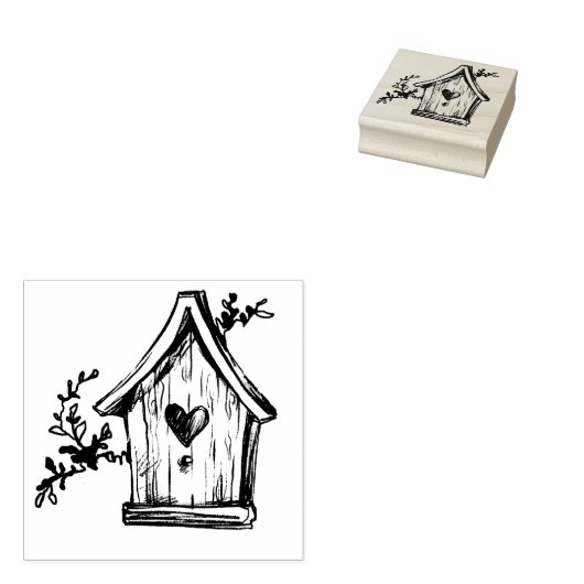 Tampons Encreurs Timbre en caoutchouc Birdhouse et Branches (Tamponné)