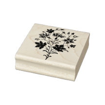 Timbre en caoutchouc bleu Fleur sauvage