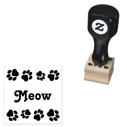 Tampons Encreurs Timbre en caoutchouc Carré "Meow" avec Empreintes (Tamponné)