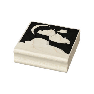 Tampons Encreurs Timbre en caoutchouc d'art de lune et de nuages