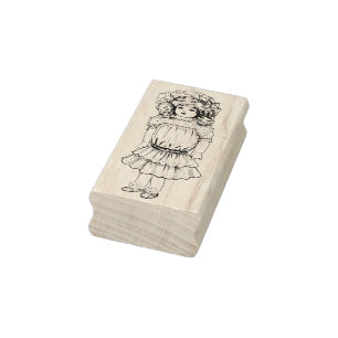 Tampons Encreurs Timbre en caoutchouc d'art de poupée vintage