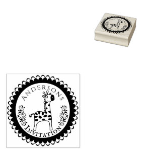 Tampons Encreurs Timbre en caoutchouc de Giraffe baby shower