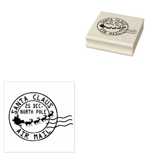 Tampons Encreurs Timbre en caoutchouc de Noël en bois - Père Noël (Tamponné)