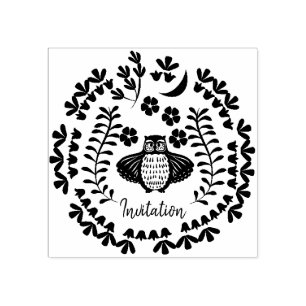 Tampons Encreurs Timbre en caoutchouc fleuri de hibou