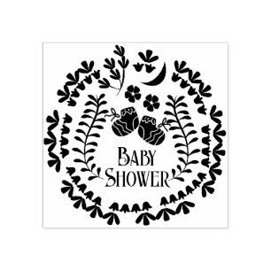 Tampons Encreurs Timbre en caoutchouc floral baby shower