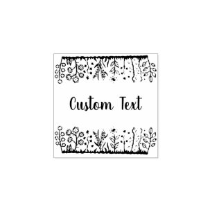Tampons Encreurs Timbre en caoutchouc Floral Custom Text