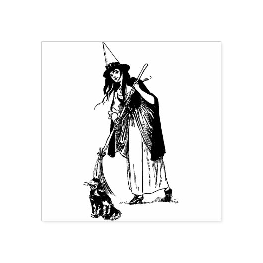 Tampons Encreurs Timbre en caoutchouc Halloween et sorcière de chat (Impression)