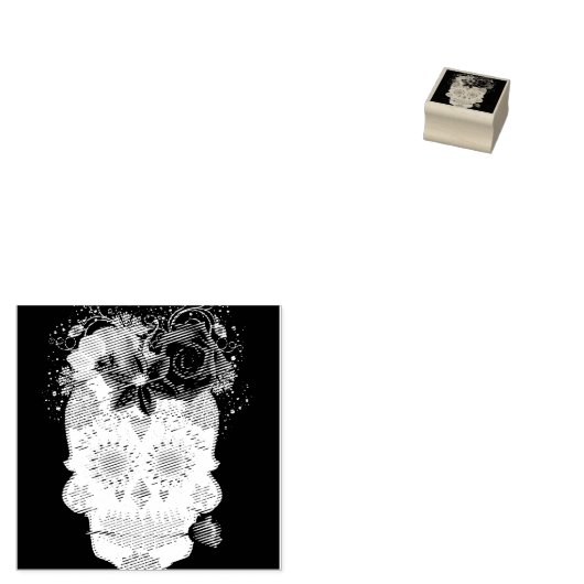 Tampons Encreurs Timbre en caoutchouc Halloween Floral Sugar Skull (Tamponné)