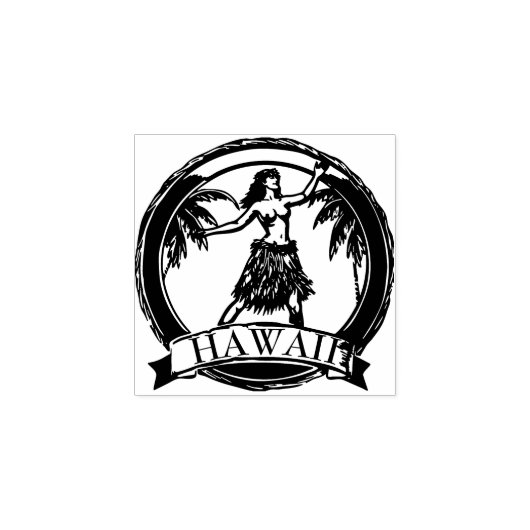 Tampons Encreurs Timbre en caoutchouc Hawaii Travel Hula Dancer (Impression)