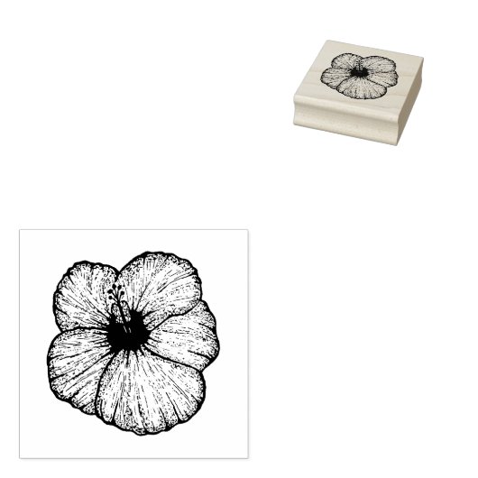 Tampons Encreurs Timbre en caoutchouc hibiscus tropical, fleur, bot (Tamponné)