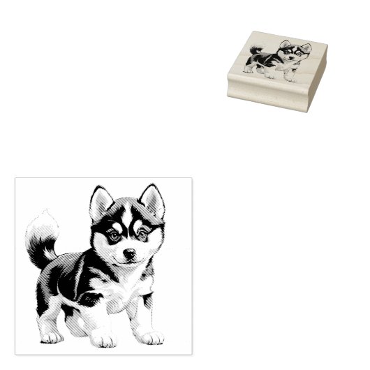 Tampons Encreurs Timbre en caoutchouc Husky Puppy (Tamponné)