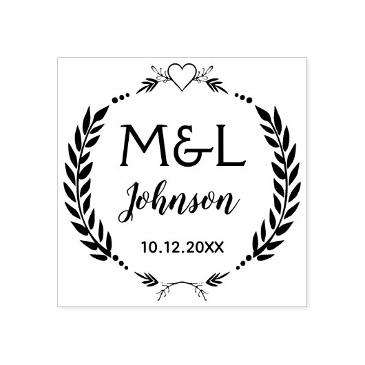 Tampons Encreurs Timbre en caoutchouc Mariage rond Monogramme perso (Impression)