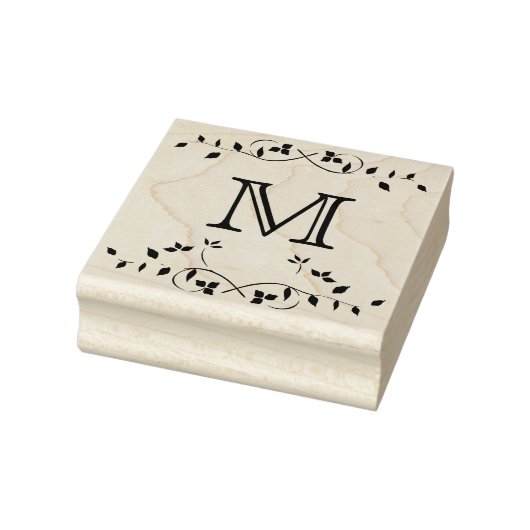 Tampons Encreurs Timbre en caoutchouc monogramme à bordure feuillue (Tampon)