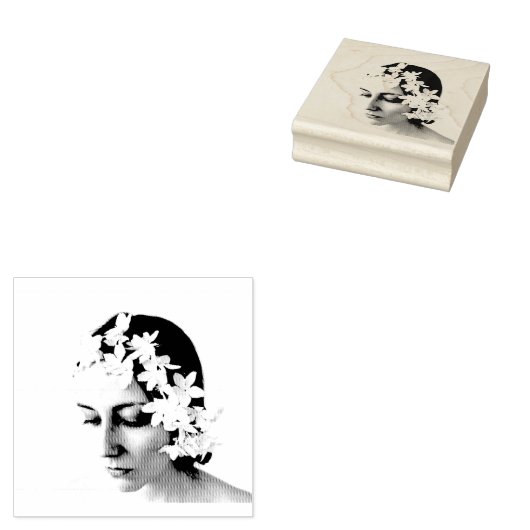 Tampons Encreurs Timbre en caoutchouc - photo de la fille de fleur (Tamponné)