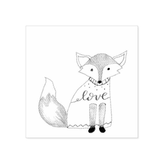 Tampons Encreurs Timbre en caoutchouc renard de Noël illustré à la (Impression)