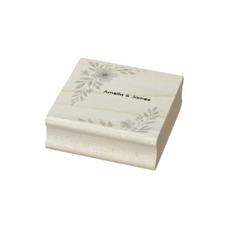 Tampons Encreurs Timbre en caoutchouc rustique Mariage Fleur sauvag