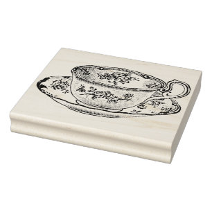 Tampons Encreurs Timbre en caoutchouc vintage d'art de tasse de th