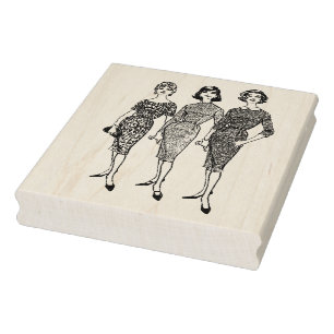 Tampons Encreurs Timbre en caoutchouc vintage d'art de trois femmes
