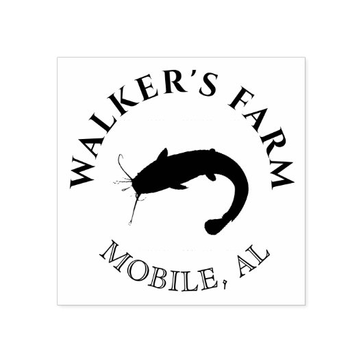 Tampons Encreurs Timbre monogramme de poisson-chat vintage (Impression)