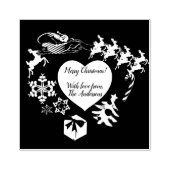 Tampons Encreurs Timbre père Noël Reindeer Heart Wood Art (Impression)