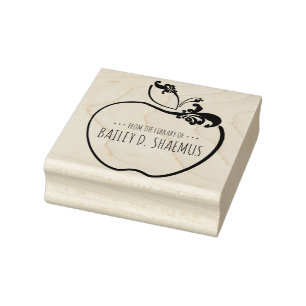 Tampons Encreurs timbre-pomme fleurissant du livre de bibliothèque