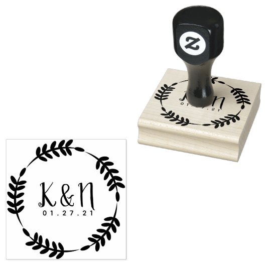 Tampons Encreurs Timbre pour mariage de logo initial des Feuilles c (Tamponné)