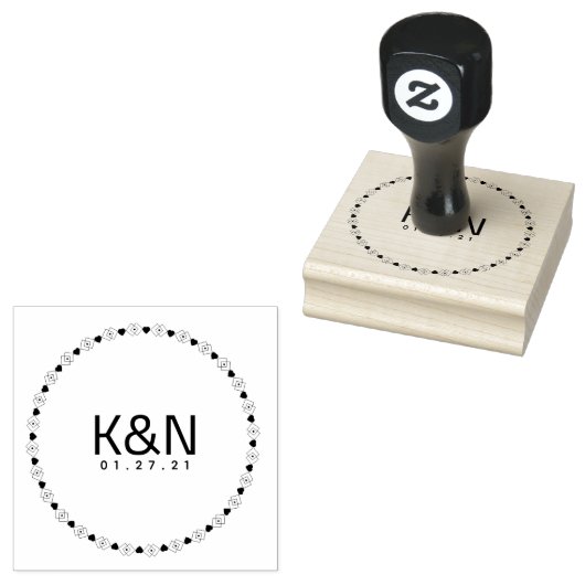 Tampons Encreurs Timbre pour mariage du logo initial de la circulai (Tamponné)