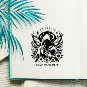 Tampons Encreurs Timbre rond Imaginaire floral papillon ex libris