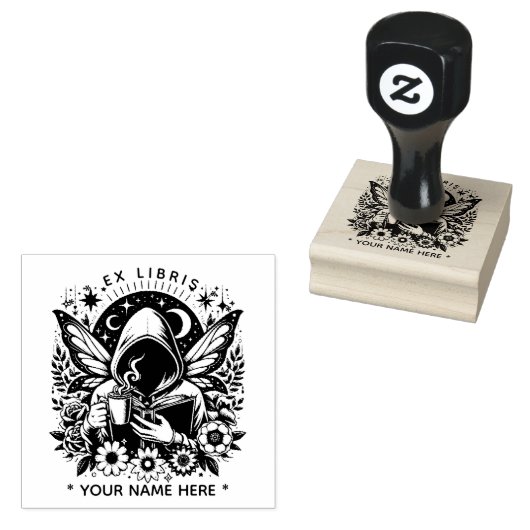 Tampons Encreurs Timbre rond Imaginaire floral papillon ex libris (Tamponné)