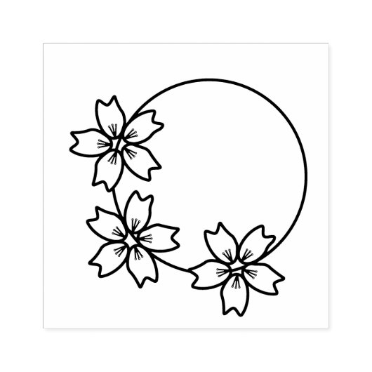 Tampons Encreurs Timbre triple Cerclé Sakura (Fleurs de cerisiers) (Impression)