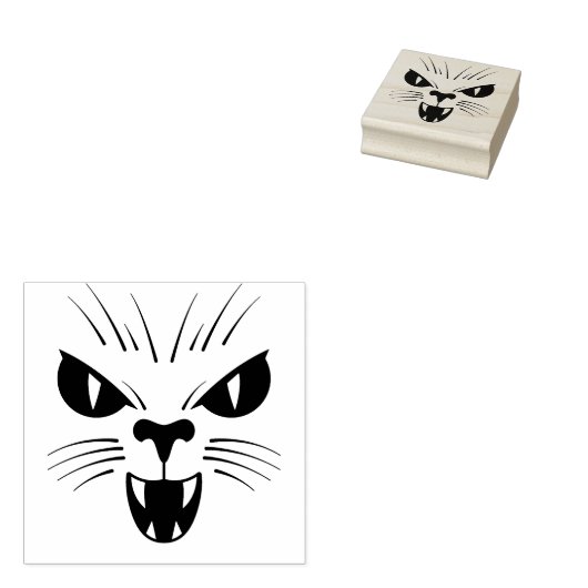 Tampons Encreurs Timbre Visage Cat Effrayant (Tamponné)