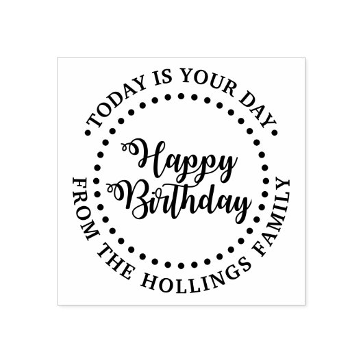 Tampons Encreurs Tourbillonnant ronde Joyeux anniversaire Script Sa (Impression)