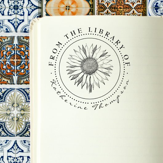 Tampons Encreurs Tournesol Rustique De La Bibliothèque De Nom Perso