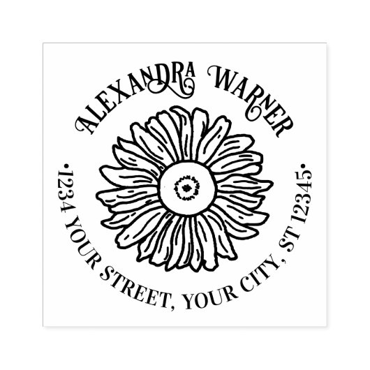 Tampons Encreurs Tournesol rustique Élégant #1 Nom Adresse de retou (Impression)