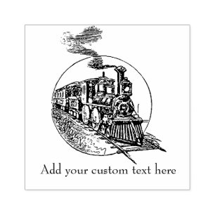Tampons Encreurs Train de locomotives à vapeur vintage avec texte