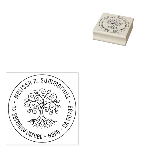 Tampons Encreurs Tree of Life Round Address (Tamponné)