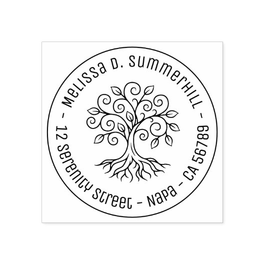 Tampons Encreurs Tree of Life Round Address (Impression)