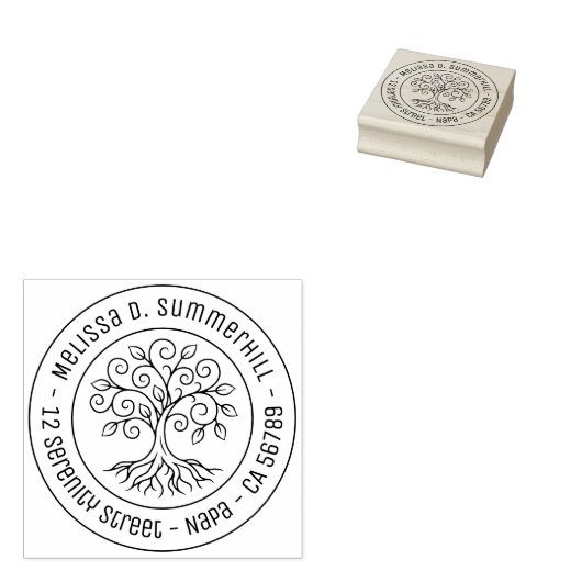 Tampons Encreurs Tree of Life Round Address V2 (Tamponné)