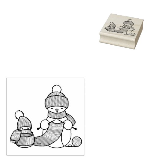 Tampons Encreurs Tricot Snowman en Casquette nu et Écharpe (Tamponné)