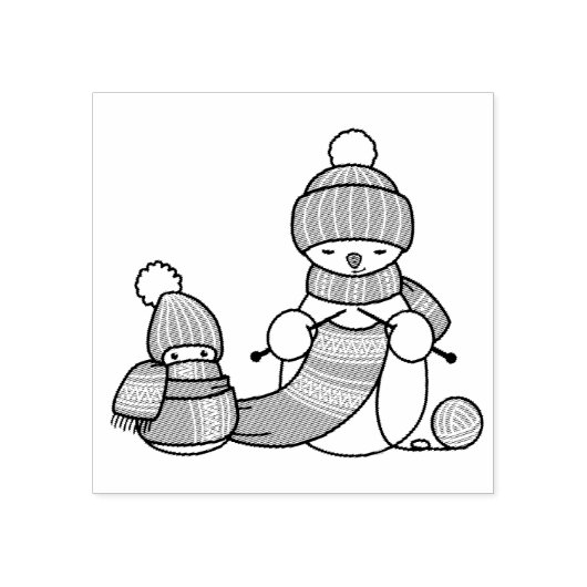 Tampons Encreurs Tricot Snowman en Casquette nu et Écharpe (Impression)