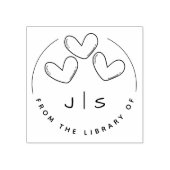 Tampons Encreurs Trois Coeurs mignons Initiales personnalisées Livr (Impression)