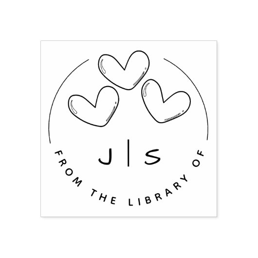 Tampons Encreurs Trois Coeurs mignons Initiales personnalisées Livr (Impression)